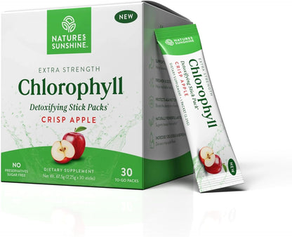 Nature's Sunshine Chlorophyll Stick Packs: Supercharge Your Detox and Boost Gut Health in Convenient, Delicious Stick Packs (Spearmint)