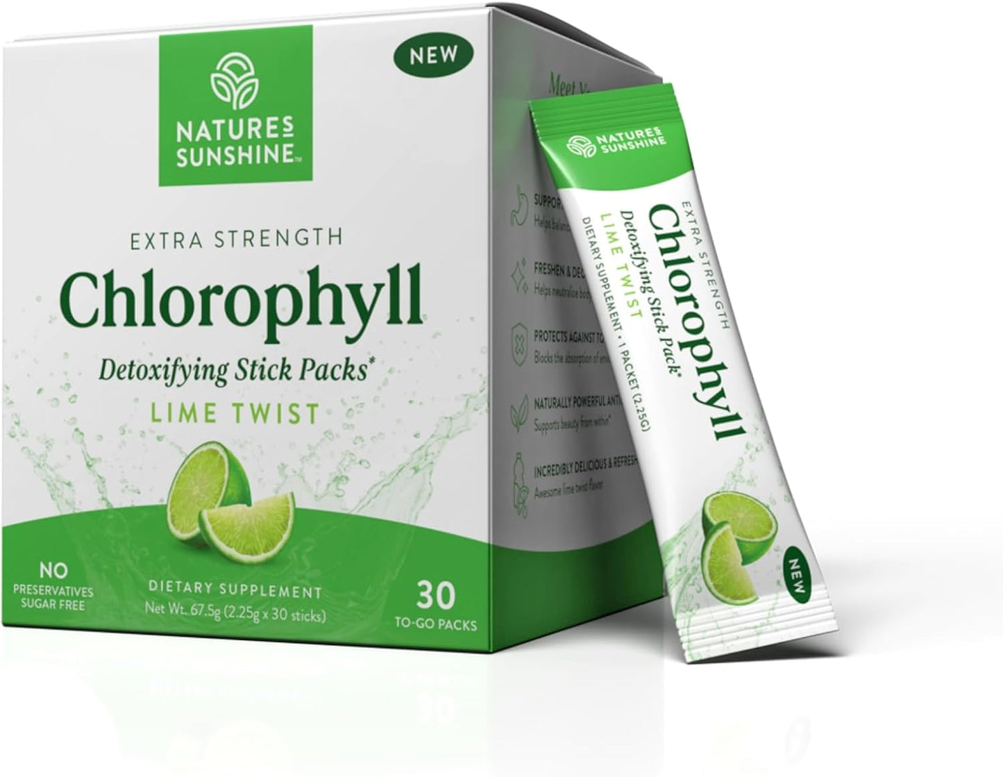 Nature's Sunshine Chlorophyll Stick Packs: Supercharge Your Detox and Boost Gut Health in Convenient, Delicious Stick Packs (Sweet Melon)
